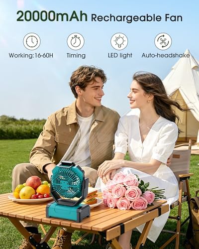 ONLYNEW Camping Fan 20000mAh Portable Fans Rechargeable Battery Powered Fan - Image 2
