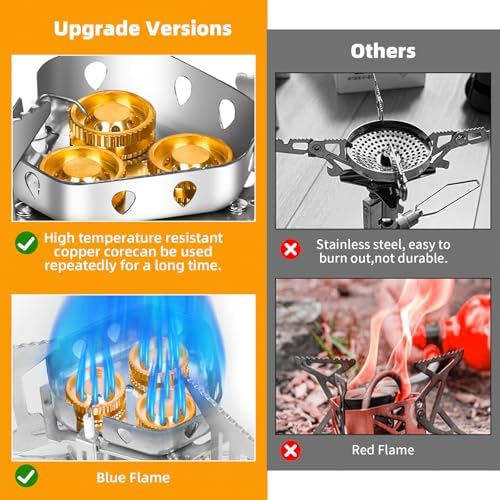 9900W Windproof Camping Gas Stove, Portable Camping Stove with Piezo Ignition, 1LB Propane Tank Adapter, Butane Adapter for Outdoor Cooking, Picnic, Camping and Hiking - Image 4