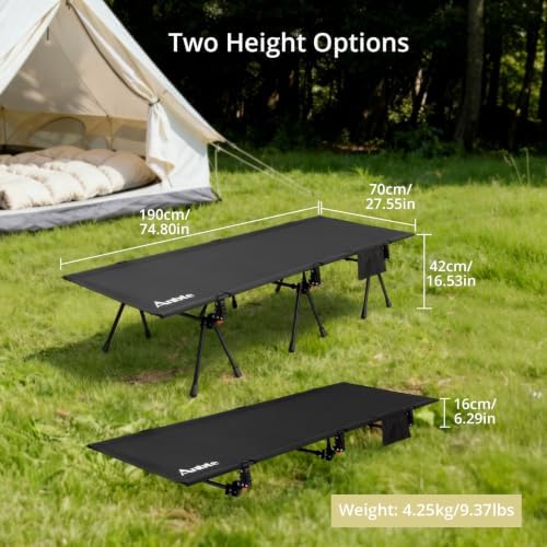 Anbte Height Adjustable Camping Cot, Support 400 lbs, Portable for 1 Person - Image 3