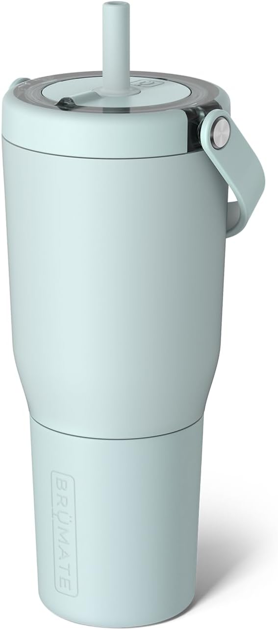 BrüMate Resa 35oz 100% Leakproof Travel Tumbler w/Handle & Straw | Flexible SoftSip Straw | Silicone Sleeve for Durability | Stainless Steel | Cup Holder & Travel Friendly Water Bottle (Blue Agave) | 100% Leakproof, with Handle & Straw, Silicone Sleeve... by Br%C3%BCMate