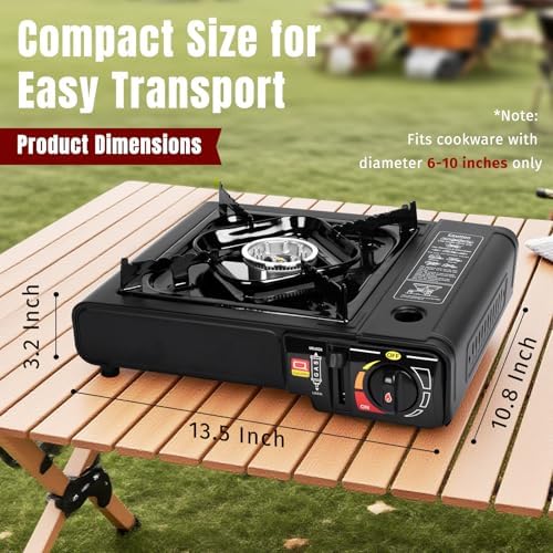 SHINESTAR Portable Butane Camping Stove with Carrying Case, 7800 BTUs - Image 2