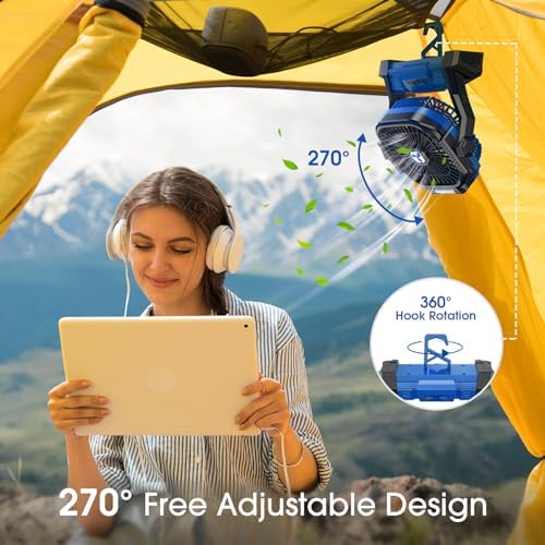 Portable Fan Rechargeable 20000mAh Cordless Battery Powered Camping Fan - Image 6