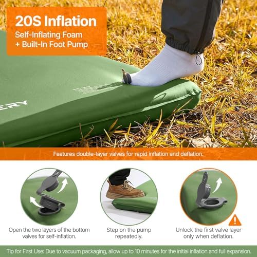 OGERY Self-Inflating Sleeping Pad, 3" Memory Foam Camping Mattress - Image 2