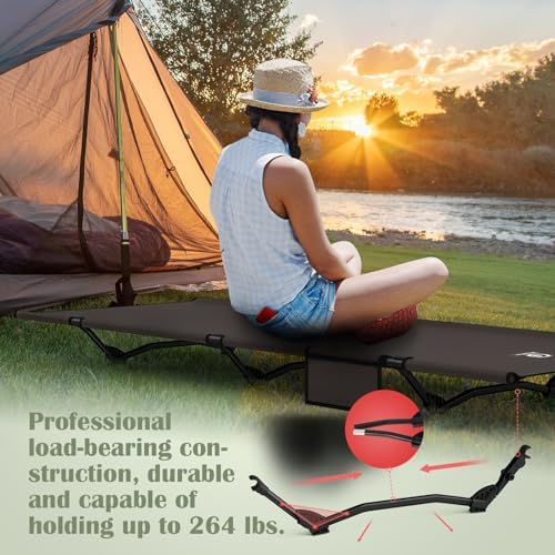 G2 GO2GETHER Foldable Camping Cot, Durable Travel Tent Cot, Ultralight for Backpacking, Comes with Storage Bag(Black/Green/Brown) (Brown) - Image 7