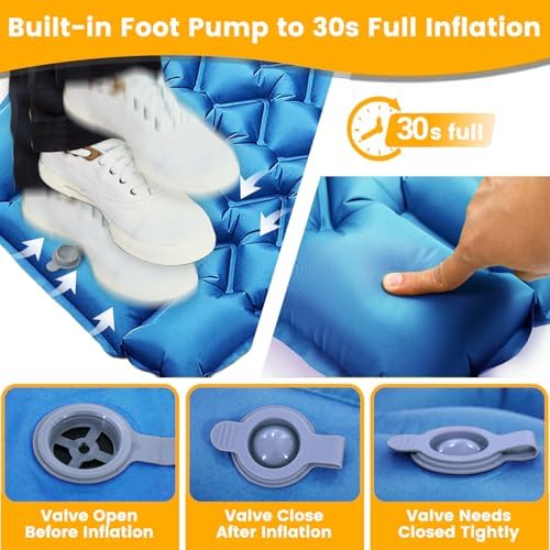 Sleeping Pad, Compact Sleeping Pad for Camping with Pillow Built-in Foot Pump, Inflatable Sleeping Mat for Travel Backpacking Hiking Sleeping Bag Tent, Outdoor Adventure Camp Gear | Inflatable Sleeping Mat for Travel, Backpacking, Hiking, Sleeping Bag,... - Image 3