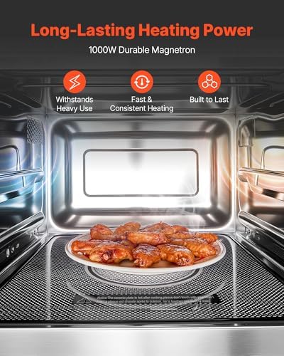 VEVOR Commercial Microwave Oven, 0.9 Cu Ft, 1000W Digital Stainless Steel Countertop Microwave Oven with Touchscreen, 10 Cooking Presets, 5 Power Levels, Multi-Lock Door & Easy Clean for Restaurants - Image 2