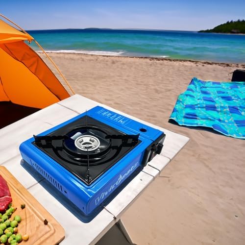 vivicreate 7000 BTU Portable Stove, Camping Stove, Butane Stove, Outdoor stove,Korean style BBQ stove,Blue - Image 2