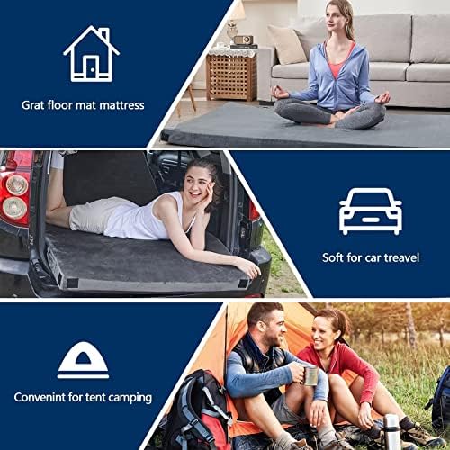 CYMULA Memory Foam Camping Mattress Pad, CertiPUR-US Sleeping Mat, Portable Roll Up Mattress for Adults, Camping Bed Pads for Sleepover, Car Bed with Travel Bag - Image 5