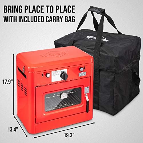 Hike Crew Outdoor Gas Camping Oven w/Carry Bag | CSA Approved Portable Propane-Powered 2-Burner Stove & Oven | Auto Ignition, Overheat Safety Shutoff, Built-In Thermometer | Hose & Regulator Included - Image 4