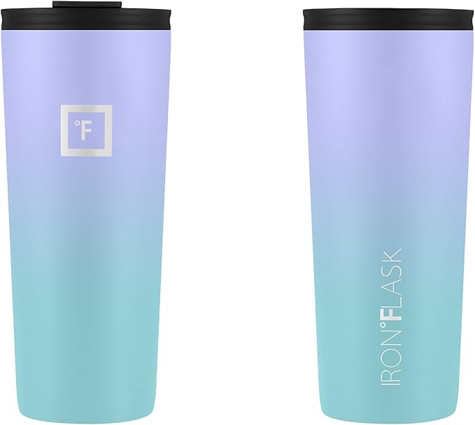 IRON °FLASK Classic Tumbler - Vacuum Insulated Stainless Steel Water Bottle, Double Walled, Drinking Cup, Insulated Travel Mug (Cotton Candy, 24 oz Solid Lid) - Image 4