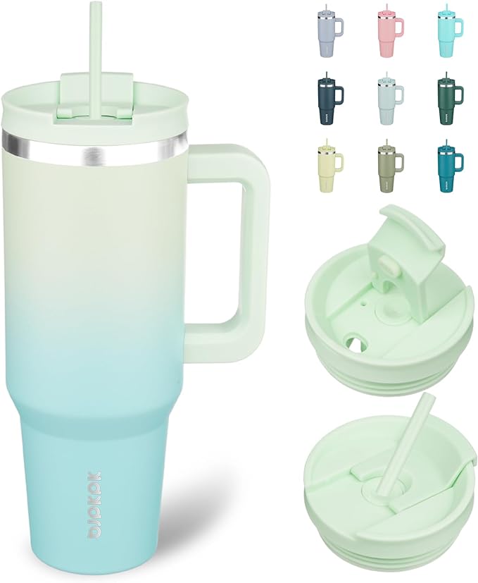 BJPKPK 40 oz Insulated Tumbler With Lid And Straw Stainless Steel Tumblers Cup With Handle For Women And Men,Mint by BJPKPK