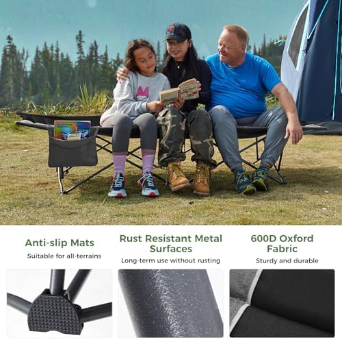 TIMBER RIDGE Extra Wide Heavy Duty Camping Cot for Adult, Easy Set Up Oversized Sleeping Cot with Carry Bag for Camping, Travel and Outdoors, Support up to 450lbs, Blue, 2 Pack - Image 6