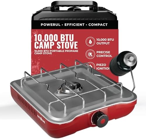GasOne Single Propane Burner Camp Stove – 10,000BTU Portable Stove Propane Grill with Removable Cooking Grid – Large Easy to Use Knob – Carry Case Included by GASONE