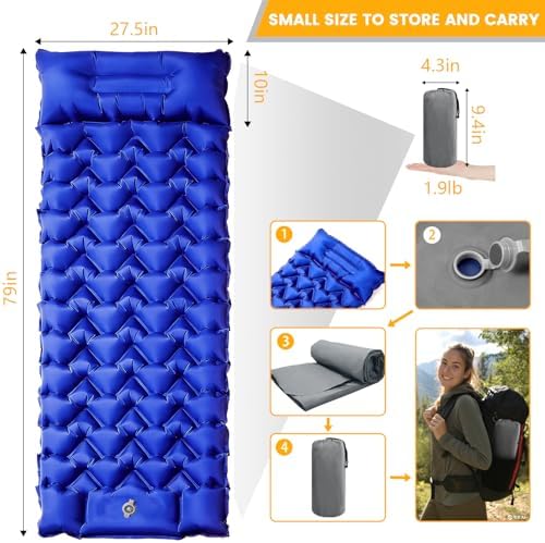 4-Inch Camping Sleeping Pad with Foot Pump and Pillow - Image 4