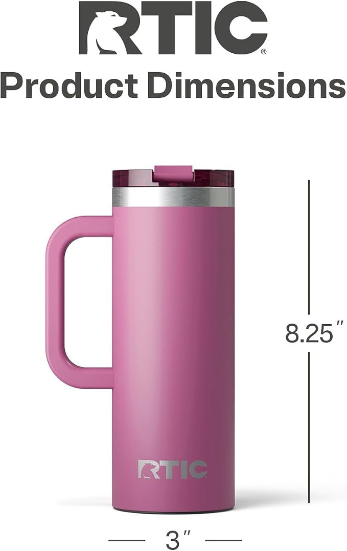RTIC 20oz Road Trip Travel Mug with Lid and Handle, Ceramic Lined, Insulated, Stainless Steel, Metal, Double Wall Vacuum-Insulation, Portable Coffee, Tea Cup for Hot and Cold Drink, Orchid - Image 5