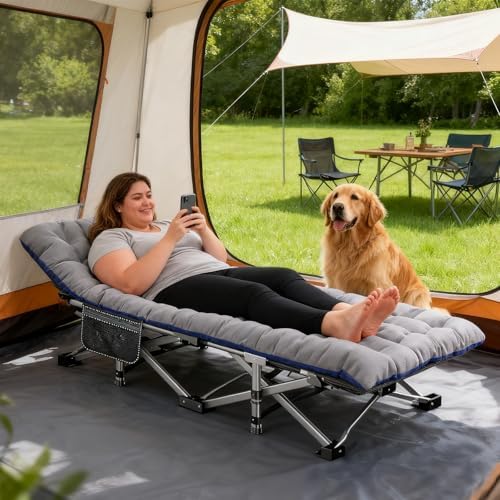 DoCred Oversized XXL Folding Camping Cot with Mattress, 2 Pack 32" Wide Cot - Image 4