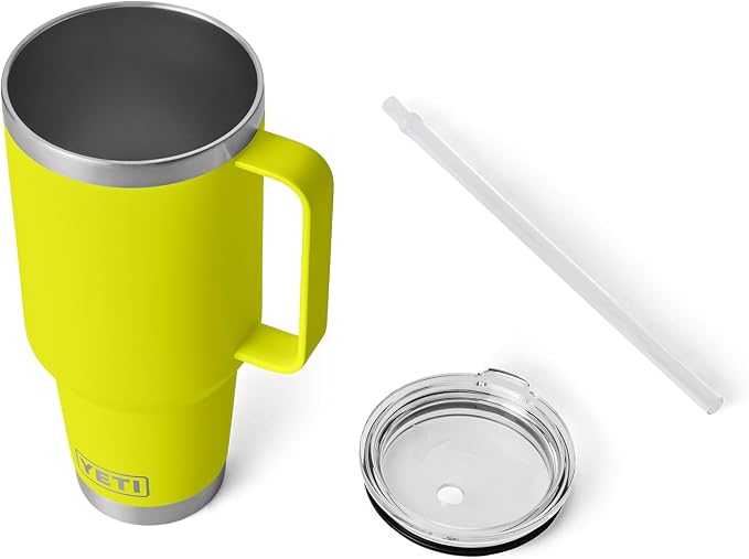 YETI Rambler 42 oz Tumbler with Handle and Straw Lid, Travel Mug Water Tumbler, Vacuum Insulated Cup with Handle, Stainless Steel, Firefly Yellow - Image 5