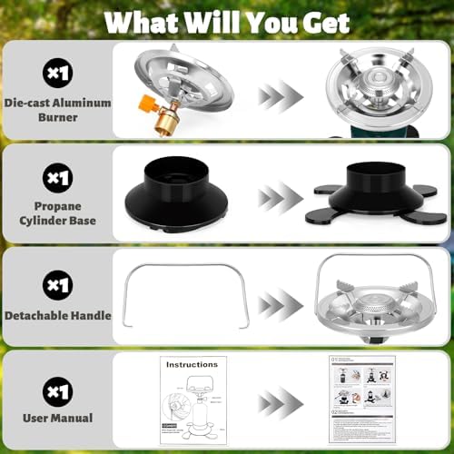 Propane Camping Stove, Portable Backpacking Stove with Adjustable Burner, Stable Camp Gas Stove for Outdoor Cooking, Single Burner Propane Stove for Hiking, Tailgating, Grilling (Fuel not Included) - Image 7