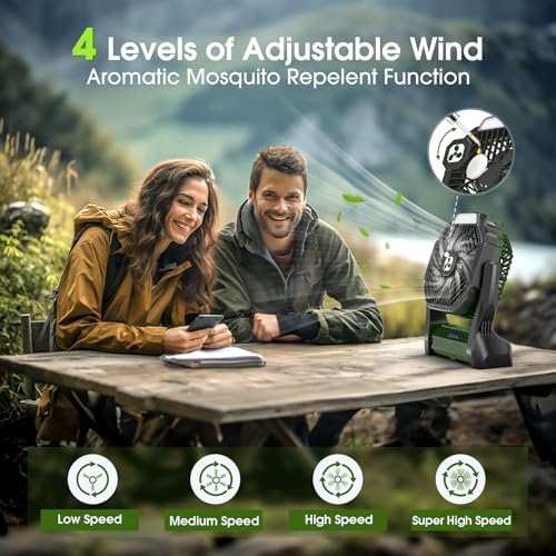 Portable Rechargeable Fan, 20000mAh Cordless Battery Powered Camping Fans - Image 3