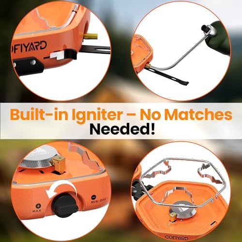 Cofiyard Propane 2 Burner Camping Stove with Carrying Bag, Portable Folding Gas Stove for Camping, Backpacking Camp Stove for Outdoor Cooking with 17,000 BTU Adjustable Burners for BBQ, Tailgating - Image 5