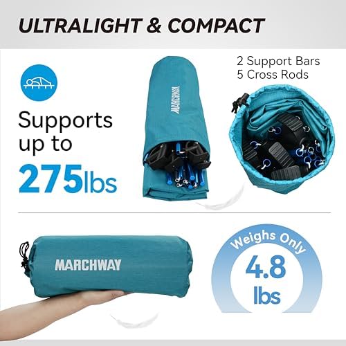 MARCHWAY Ultralight Folding Tent Camping Cot Bed, Portable Compact for Outdoor Travel, Base Camp, Hiking, Mountaineering, Lightweight Backpacking (Blue) - Image 6