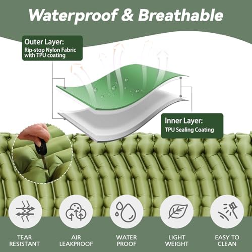 Ultralight Camping Sleeping Pad with Pillow & Built-in Foot Pump - Image 4