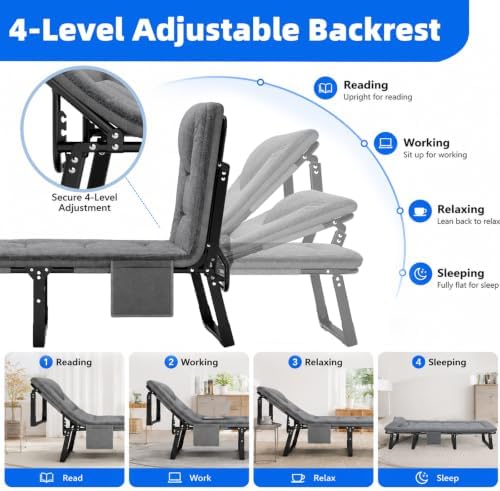 Folding Camping Cot for Adults,Adjustable Sleeping Cot with Mattress - Image 4