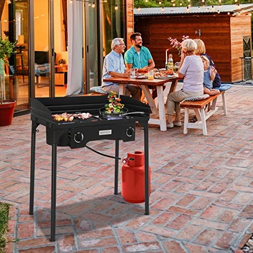 ROVSUN 2 Burner Outdoor Propane Gas Stove with Windpanel, Carrying Bag & Regulator, 150,000 BTU Stand Cooker for Backyard Cooking Camping Home Brewing Canning Turkey Frying - Image 7