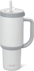 Ello Oasis 30 oz Tumbler with Handle & Retracting Straw | Reusable Insulated Stainless Steel Cup 100% Leakproof, Gifts for Teens Women Men | Keeps cold for 20 Hours, Cup Holder Friendly, Grayscale by Ello