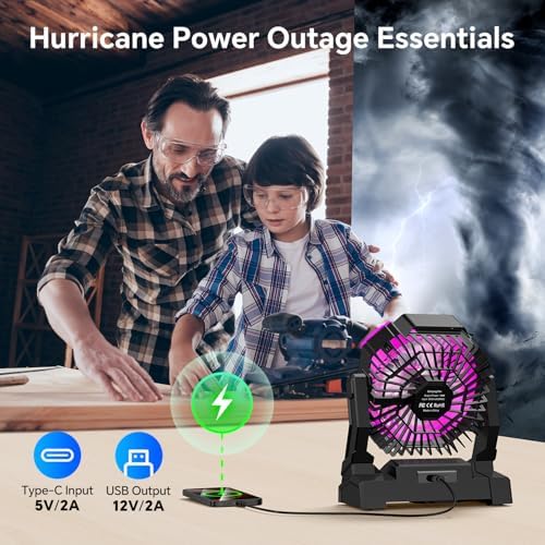 Portable Camping Fan with LED Lantern, 30000mAh Rechargeable Battery Operated Fan with 3 Speeds & Digtal, Personal USB Table for Camping Essential ＆ Hurricane-Ready - Image 4