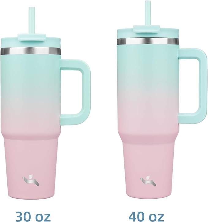 Konokyo 30 oz Tumbler with Handle and 2 Straws,2 in 1 Lid Insulated Water Bottle Stainless Steel Travel Coffee Mug,Gum - Image 3