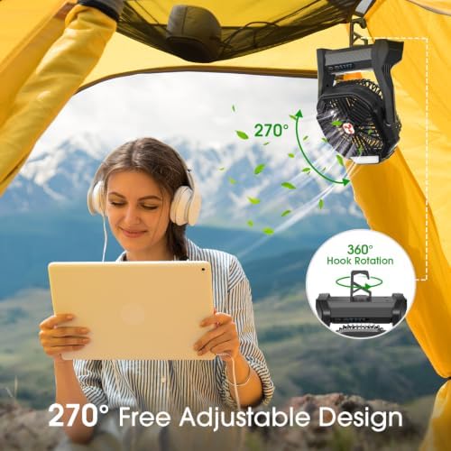 Portable Fan Rechargeable 20000mAh Cordless Battery Powered Camping Fan - Image 6