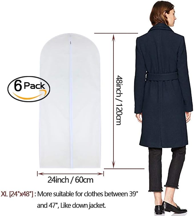 Garment Bags for Hanging Clothes 24'' x 48'' Long Suit Dust Hanging Garment Bag - Image 2