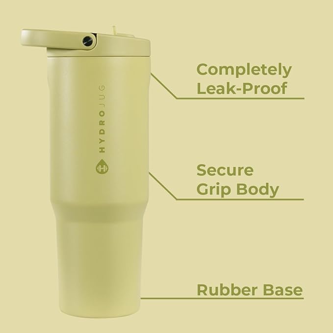 HydroJug Sport - Stainless Steel Tumbler with Straw, Vacuum Insulated, 40oz Leakproof Water Bottle, Ergonomic Design, Reusable, Dishwasher Safe, Rubber Base, Durable for Gym or Outdoors, Olive - Image 2