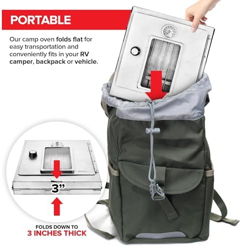 Modern Innovations Portable Camping Oven, Folding Camping Stove for Baking Cinnamon Rolls, Breads, and Muffins, Outdoor Portable Oven for Use with Wood Burning Fire, Propane Stoves, Campers, and More - Image 4