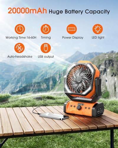 Portable Rechargeable Camping Fan 20000mAh Cordless Battery Powered Fans - Image 2