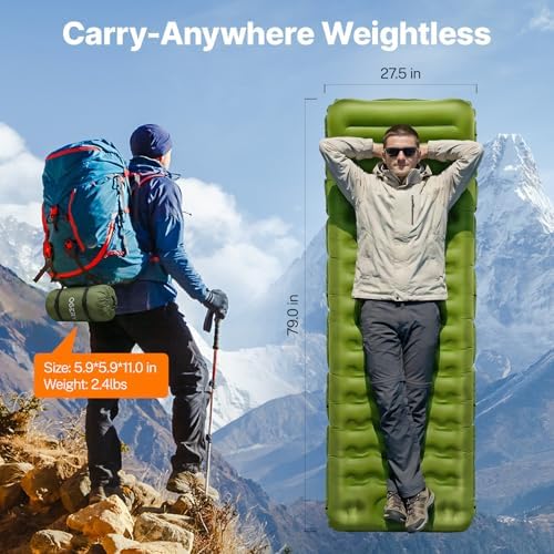 OGERY Sleeping Pad, Ultralight Inflating Camping Pad with 6" Extra-Thick - Image 5