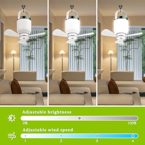 Rechargeable Camping Fan with LED Lantern, 2 in 1 Portable Small Ceiling Fan with Light for Outdoor Tent Gazebo Patio RV, USB C Battery Powered White Fan with Remote, Detachable 3 Blade Hanging Fan - Image 4