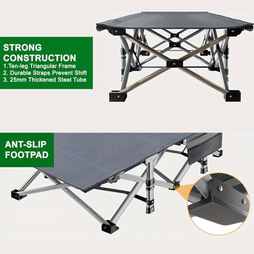 Camping Cot, 28'' Wide Sleeping Cots for Adults, Indoor & Outdoor with Pad - Image 7