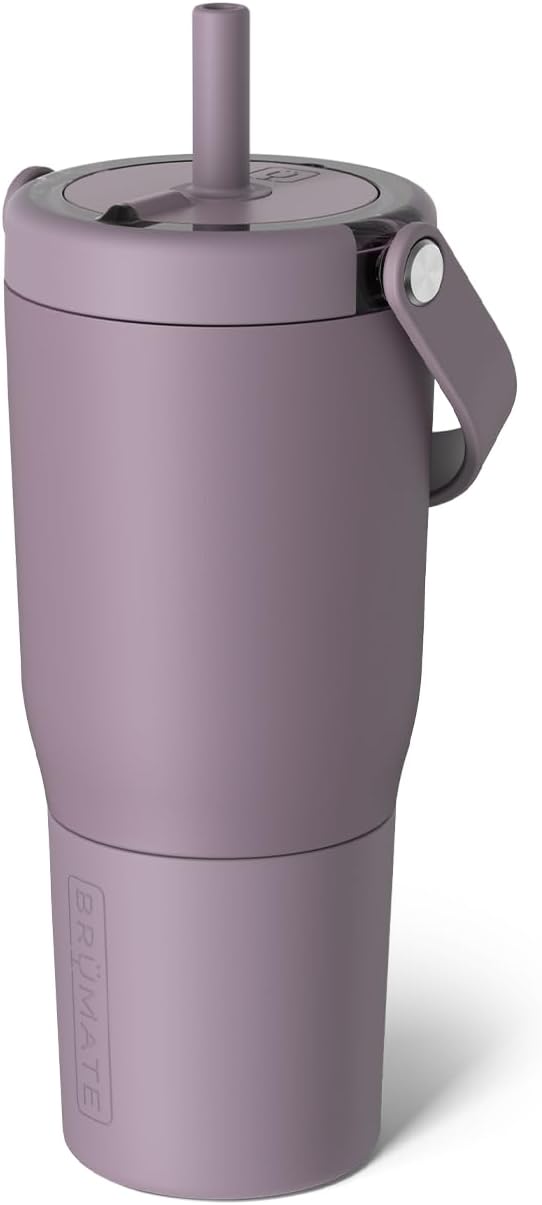 BrüMate Resa 25oz 100% Leakproof Travel Tumbler w/Handle & Straw | Flexible SoftSip Straw | Silicone Sleeve for Durability | Stainless Steel | Cup Holder & Travel Friendly Water Bottle (Lilac Dusk) by Br%C3%BCMate