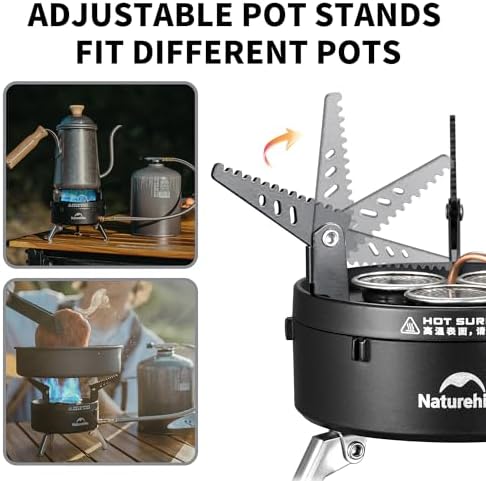 Naturehike Camping Gas Stove for IGT Table, Portable Isobutane Stove with Storage Bag & Foldable Brackets, 3 Burners Camp Stove for Outdoor Car Camping Cooking Tailgating - Image 4