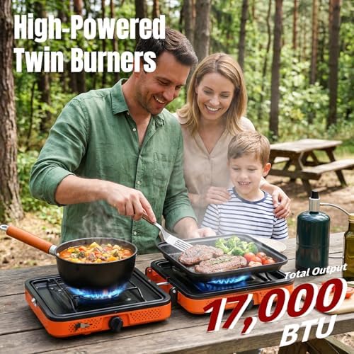 SHINESTAR 2 Burner Camping Stove, 17000 BTU Portable Propane Camp Stove - Image 3