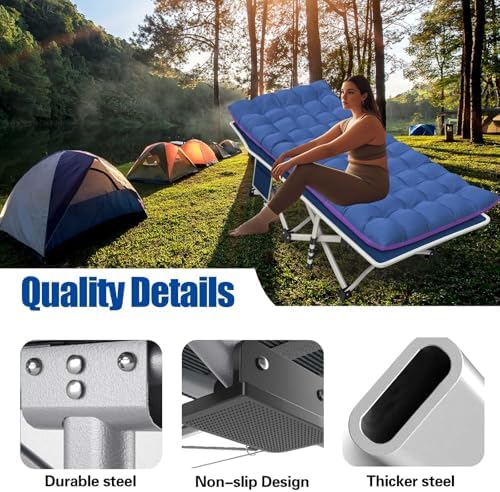Camping Cot with Thick Pad, Cots for Sleeping, 450LBS(Max Load) - Image 5