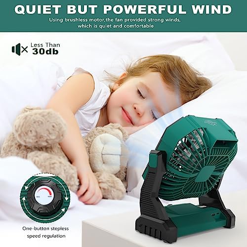 Camping Fan Rechargeable,15000mAh 9-inch Battery Powered Fan with LED Lantern,Large Table Fan Cordless,USB Battery Operated Fan for Travel Bedroom Home Camping Tent Office - Image 6