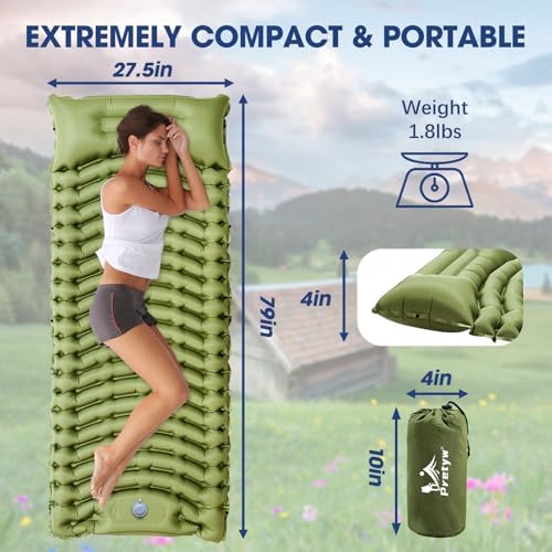 Ultralight Camping Sleeping Pad with Pillow & Built-in Foot Pump - Image 2