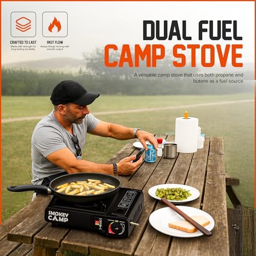 Portable Camping Stove 3000W Butane or Propane Fuel Compatable (Propane Adapter not Included), Automatic Ignition, Precise Heat Control, for Camping, Hiking, and Outdoor Cooking (Without Adapter Pipe) - Image 6
