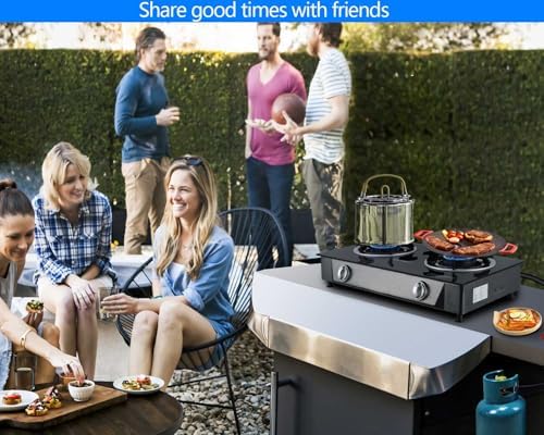 Horynar Propane Stove 2 Burner Gas Stove Auto Ignition 26000 BTU Tempered Glass Propane Burner LPG with CSA Hose for Outdoor Cooking, Emergency - Image 6