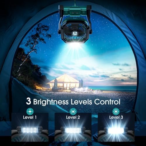 Portable Fan Rechargeable, 20000mAh Cordless Battery Powered Fan with LED Lantern Battery Operated for Travel Bedroom Home Camping Tent Office Beach Desk Fishing Table - Image 5