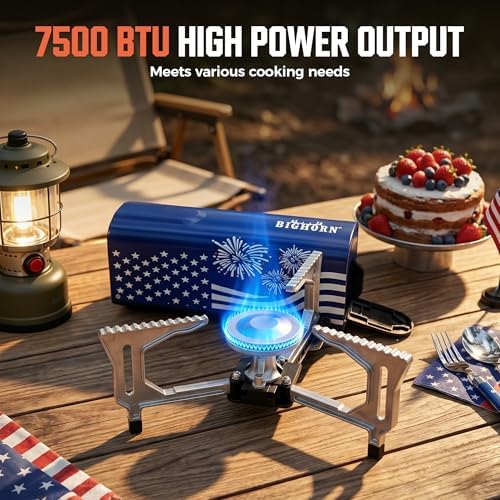 BIG HORN OUTDOORS Butane Camping Stove, Portable Folding Gas Burner with Carry Bag for Camping, Emergency Use, Outdoor Cooking & 4th of July Parties - Image 4