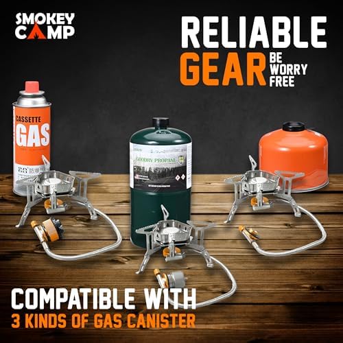 Smokey Camp Camping Cookware Mess Kit Set with Stove - Backpacking Camping Pots and Pans Set, All in One Non-Stick Camping Cooking Set, Portable Stove, Hiking, Picnic, Outdoor & Camping Cookware Set - Image 4
